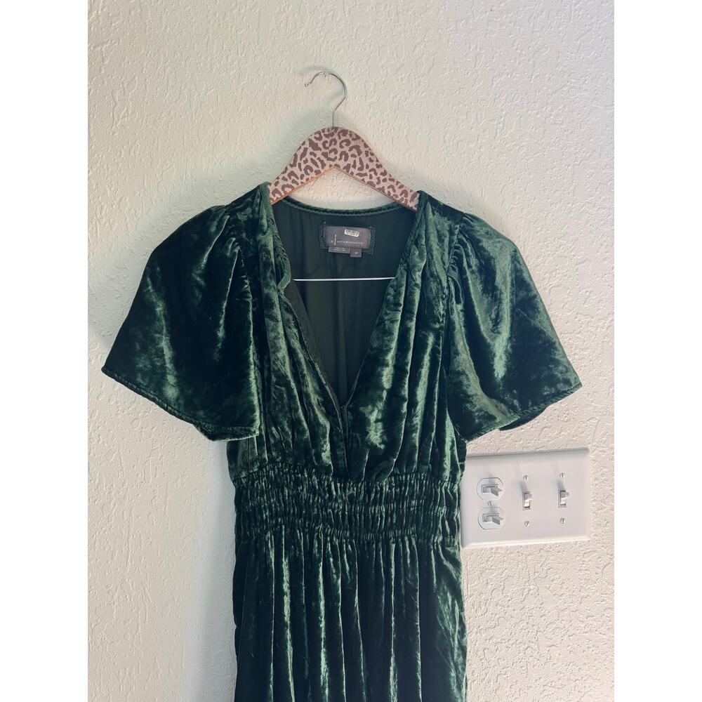 ANTHROPOLOGIE The Somerset Maxi Dress in Green Velvet Size Small Petite - Picture 4 of 8